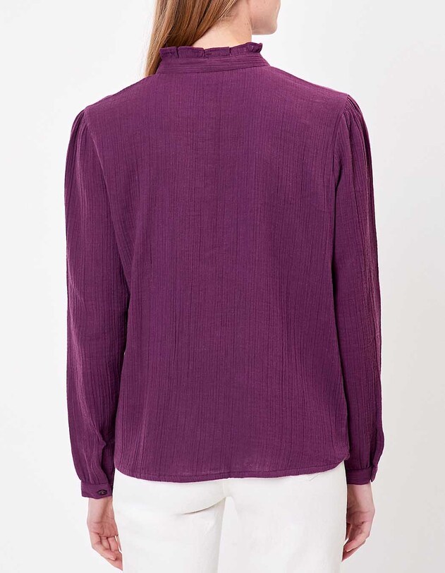 Chemise volant&eacute;e brod&eacute;e gaze de coton bio imprim&eacute; La Fianc&eacute;e