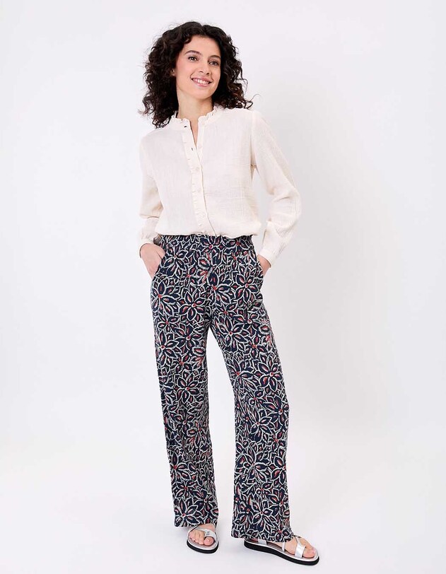 Chemise volant&eacute;e brod&eacute;e gaze de coton bio imprim&eacute; La Fianc&eacute;e