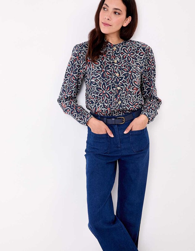 Chemise brod&eacute;e gaze de coton bio imprim&eacute; La Fianc&eacute;e
