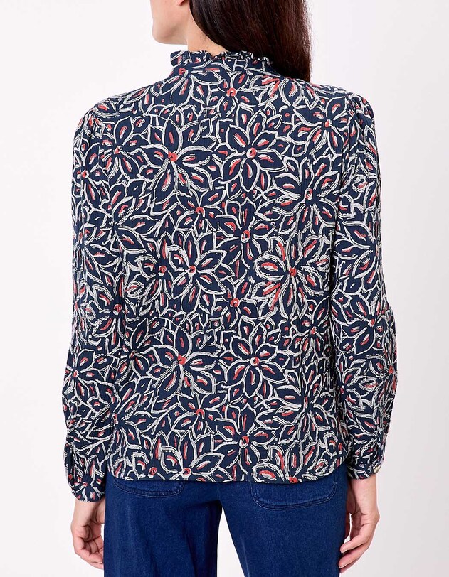 Chemise brod&eacute;e gaze de coton bio imprim&eacute; La Fianc&eacute;e