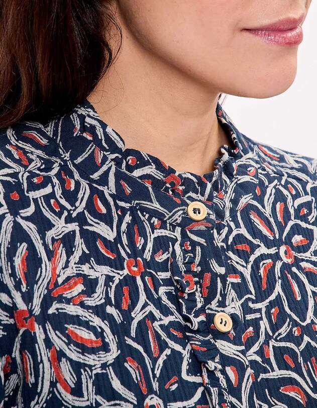 Chemise brod&eacute;e gaze de coton bio imprim&eacute; La Fianc&eacute;e