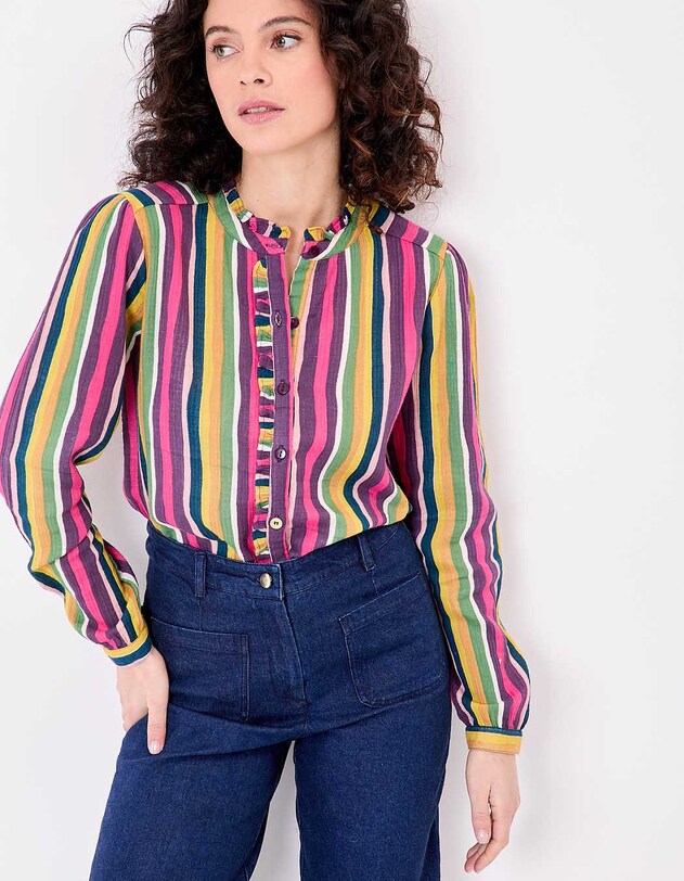 Chemise brod&eacute;e gaze de coton bio imprim&eacute; La Fianc&eacute;e