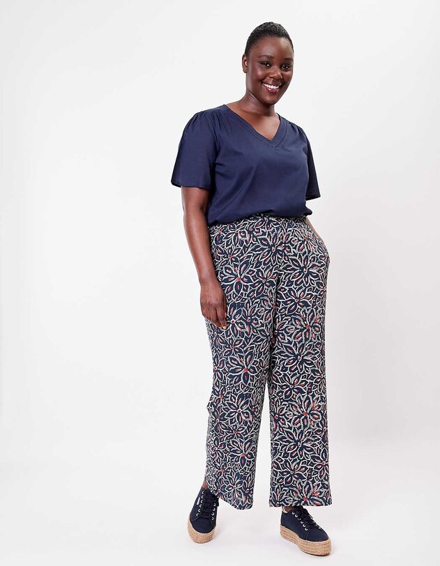 Pantalon large gaze de coton bio imprim&eacute; La Fianc&eacute;e