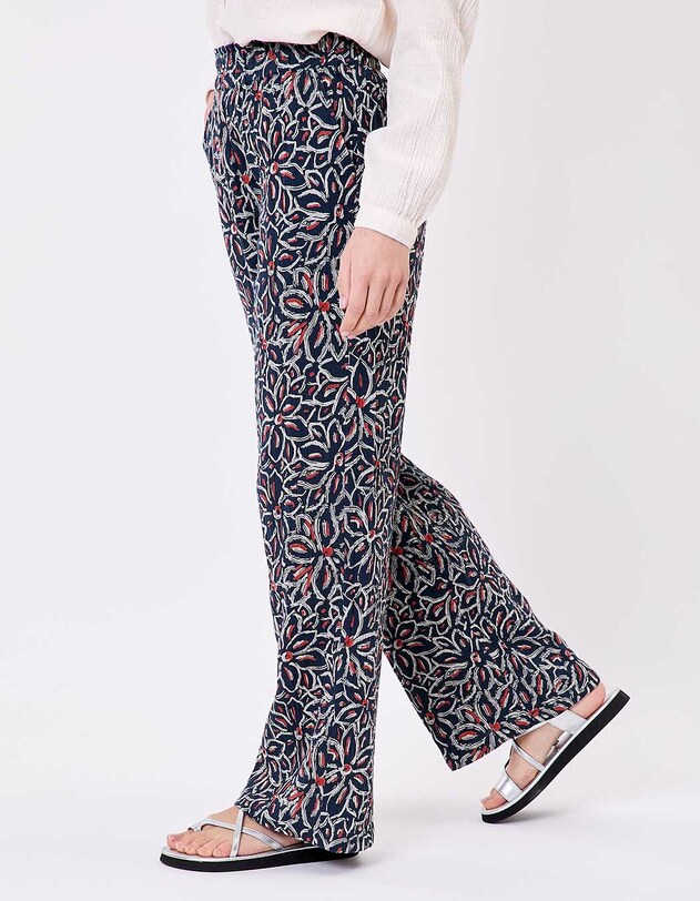 Pantalon large gaze de coton bio imprim&eacute; La Fianc&eacute;e