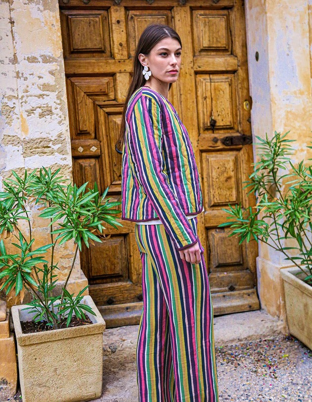 Pantalon large gaze de coton bio imprim&eacute; La Fianc&eacute;e