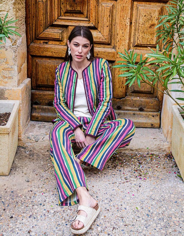 Pantalon large gaze de coton bio imprim&eacute; La Fianc&eacute;e