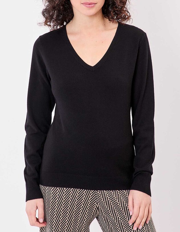 Pull maille col V femme imprim&eacute; La Fianc&eacute;e