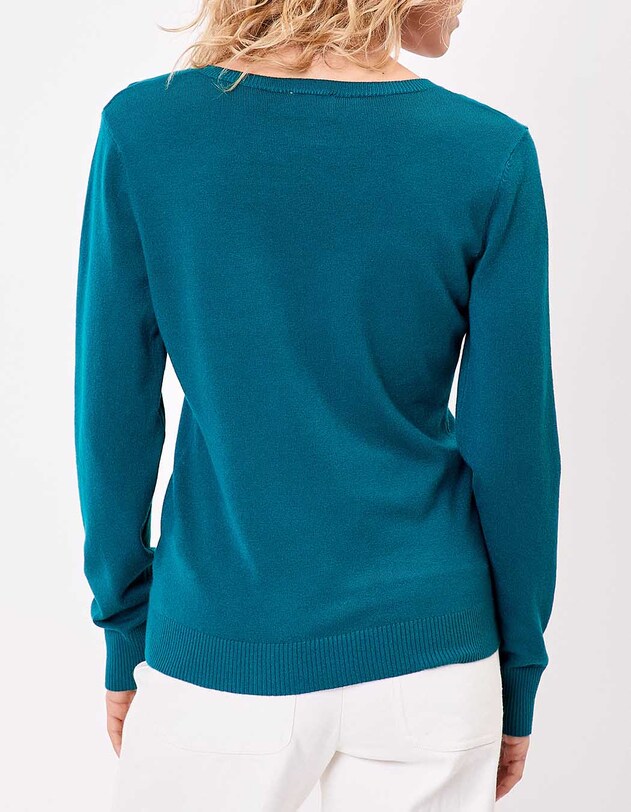 Pull maille col V femme imprim&eacute; La Fianc&eacute;e