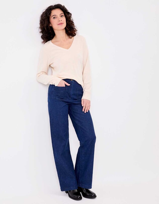 Pull maille col V femme imprim&eacute; La Fianc&eacute;e