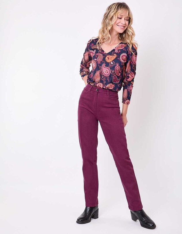 Jean droit denim coton bio imprimé La Fiancée