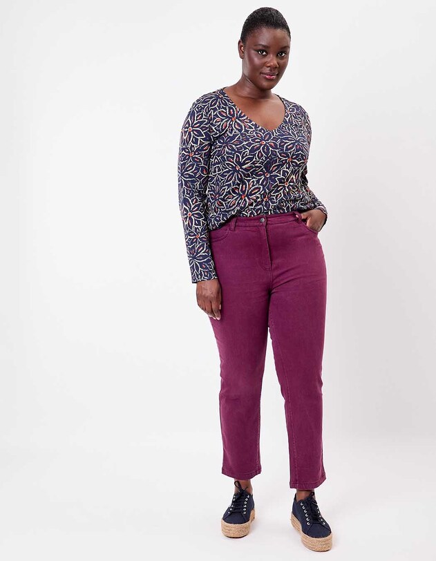 Jean droit denim coton bio imprimé La Fiancée