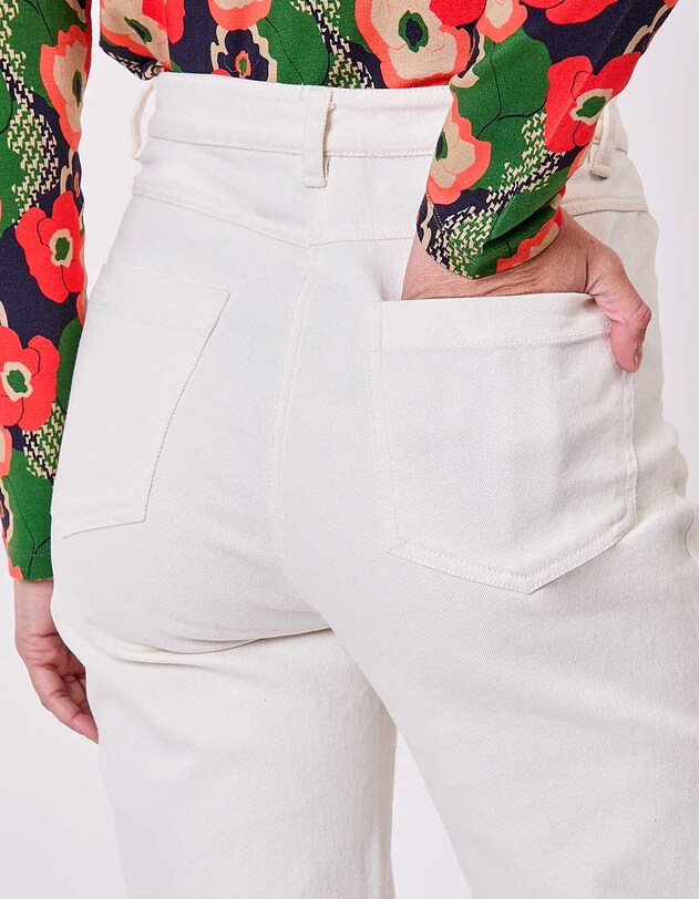 Jean droit denim coton bio imprim&eacute; La Fianc&eacute;e