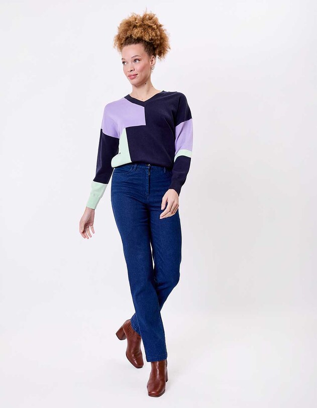 Jean droit denim coton bio imprim&eacute; La Fianc&eacute;e