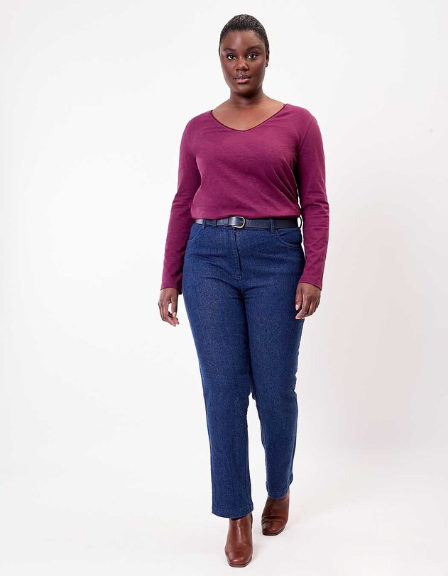 Jean droit denim coton bio imprim&eacute; La Fianc&eacute;e
