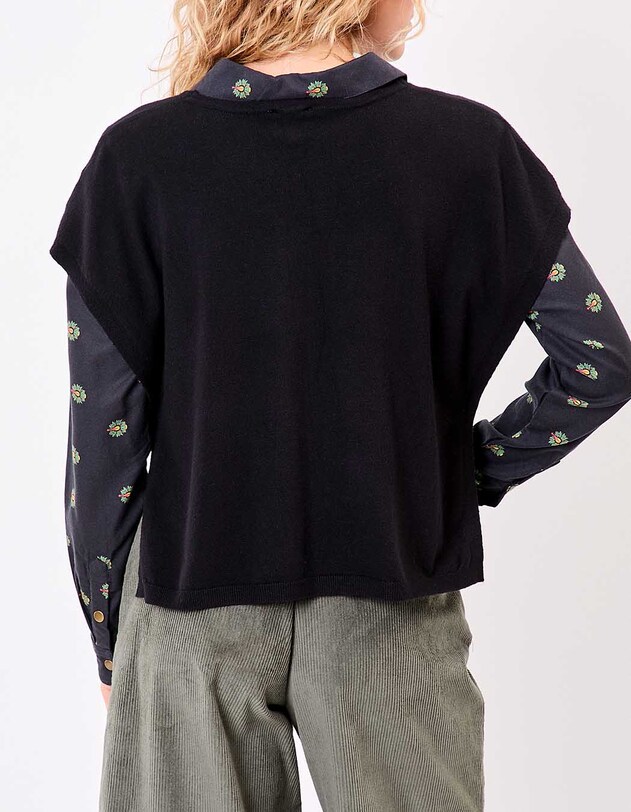 Pull maille sans manche imprim&eacute; La Fianc&eacute;e