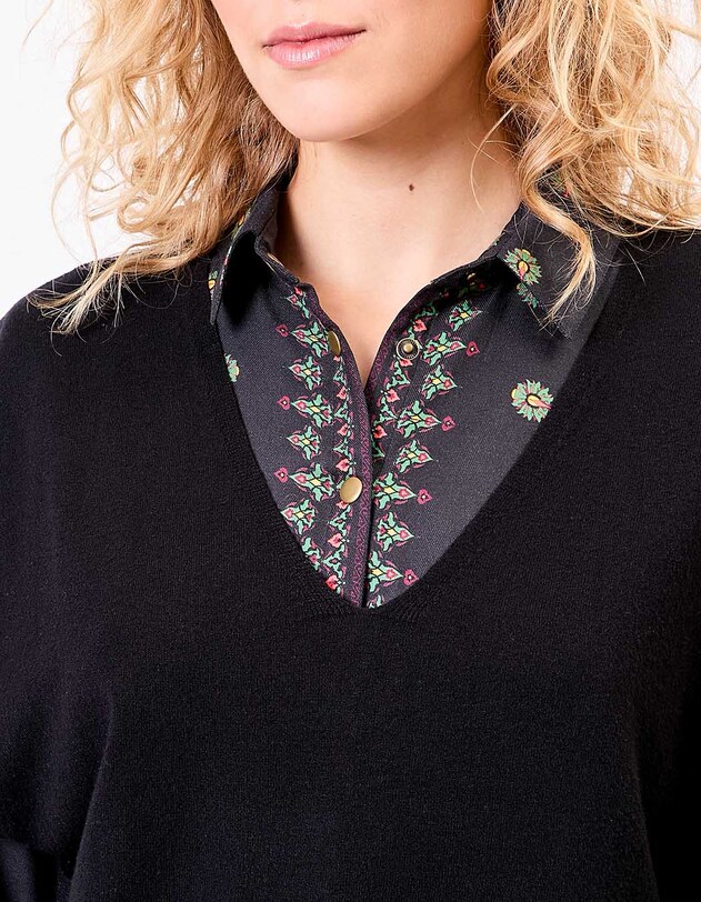 Pull maille sans manche imprim&eacute; La Fianc&eacute;e