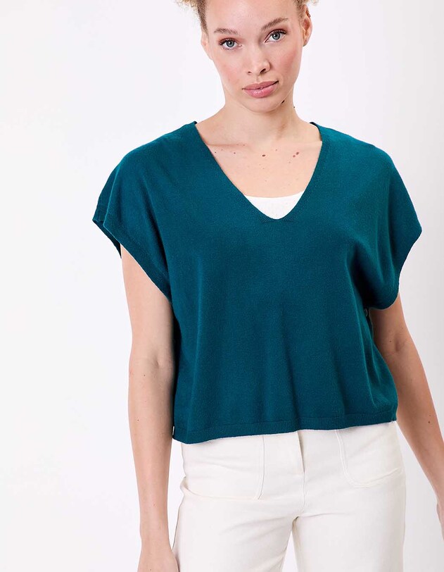 Pull maille sans manche imprim&eacute; La Fianc&eacute;e