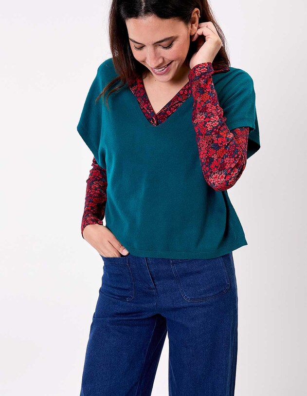 Pull maille sans manche imprim&eacute; La Fianc&eacute;e