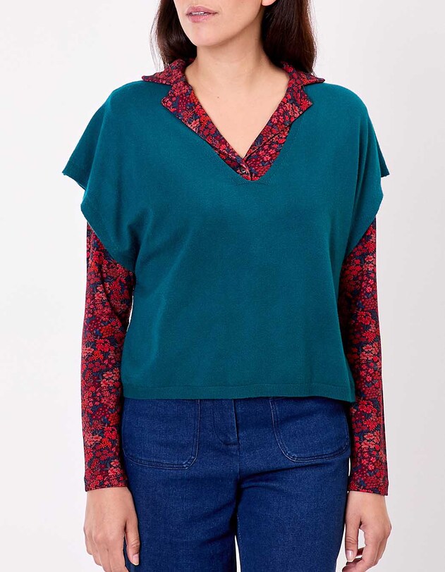 Pull maille sans manche imprim&eacute; La Fianc&eacute;e