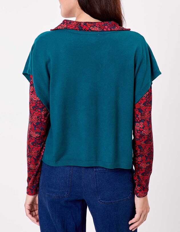 Pull maille sans manche imprim&eacute; La Fianc&eacute;e