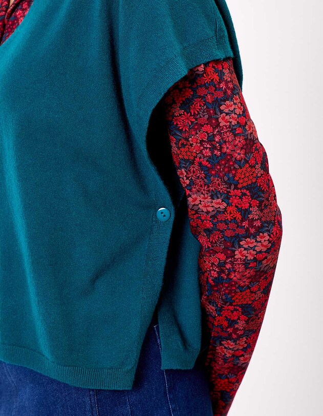 Pull maille sans manche imprim&eacute; La Fianc&eacute;e