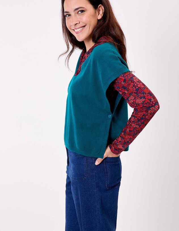 Pull maille sans manche imprim&eacute; La Fianc&eacute;e