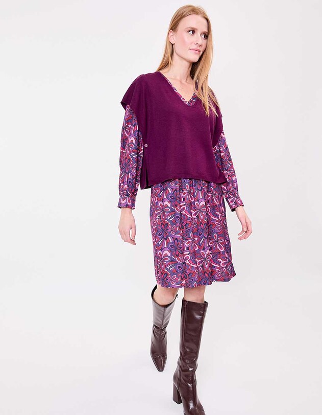 Pull maille sans manche imprim&eacute; La Fianc&eacute;e