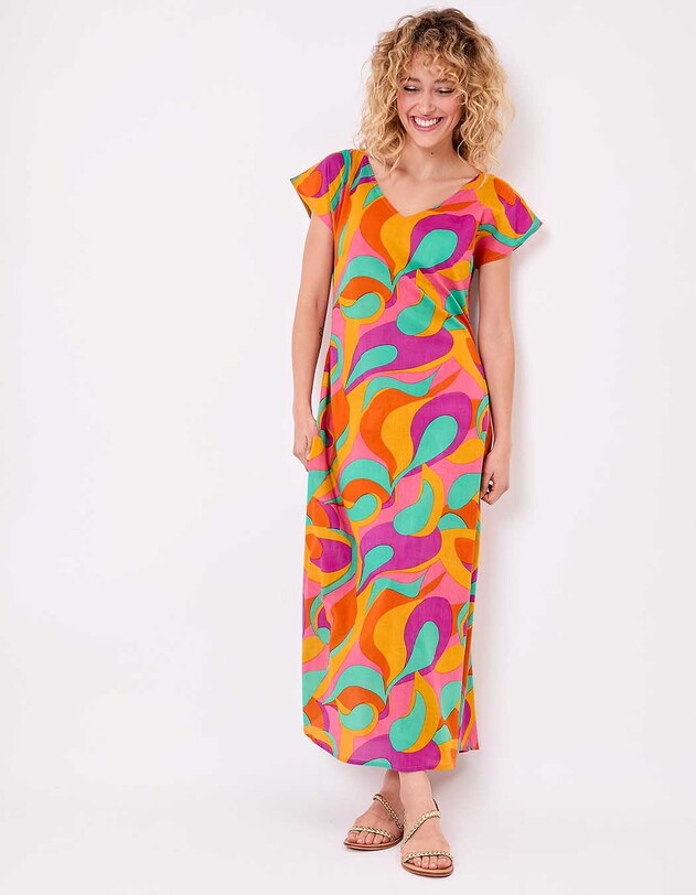 Robe longue voile de coton bio imprim&eacute; La Fianc&eacute;e