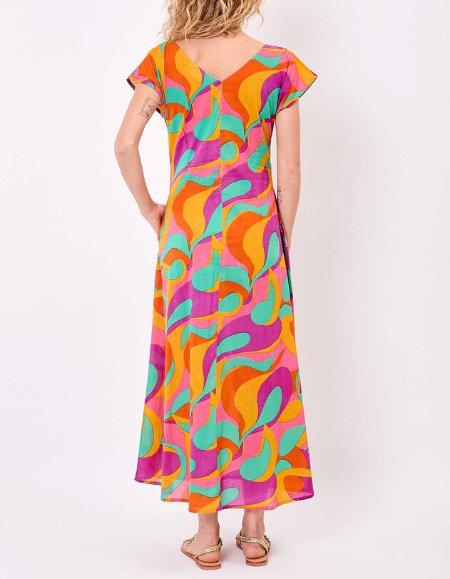 Robe longue voile de coton bio imprim&eacute; La Fianc&eacute;e