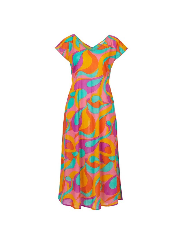Robe longue voile de coton bio imprim&eacute; La Fianc&eacute;e
