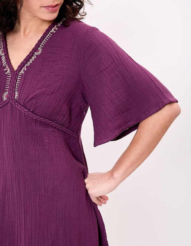 Robe longue &eacute;vas&eacute;e gaze de coton bio imprim&eacute; La Fianc&eacute;e