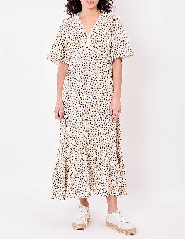 Robe longue &eacute;vas&eacute;e gaze de coton bio imprim&eacute; La Fianc&eacute;e