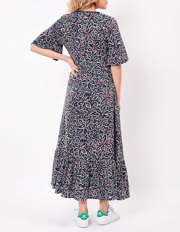 Robe longue &eacute;vas&eacute;e gaze de coton bio imprim&eacute; La Fianc&eacute;e