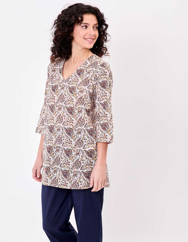 Tunique femme voile de coton bio imprim&eacute; La Fianc&eacute;e