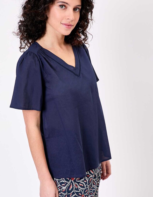Top manches courtes voile de coton bio imprim&eacute; La Fianc&eacute;e