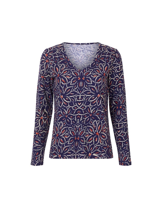 T-shirt col V imprim&eacute; coton bio imprim&eacute; La Fianc&eacute;e