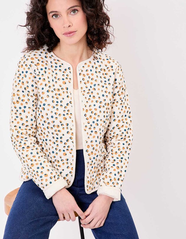Veste matelass&eacute;e r&eacute;versible gaze de coton bio imprim&eacute; La Fianc&eacute;e