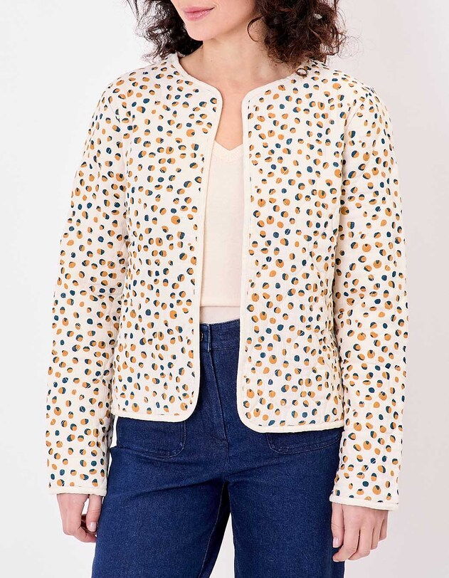 Veste matelass&eacute;e r&eacute;versible gaze de coton bio imprim&eacute; La Fianc&eacute;e