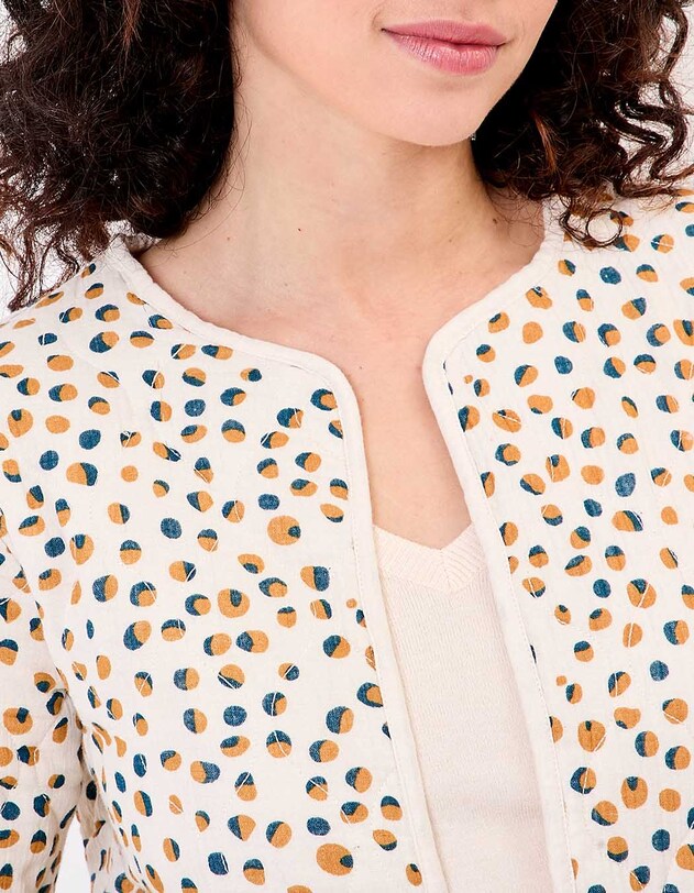 Veste matelass&eacute;e r&eacute;versible gaze de coton bio imprim&eacute; La Fianc&eacute;e