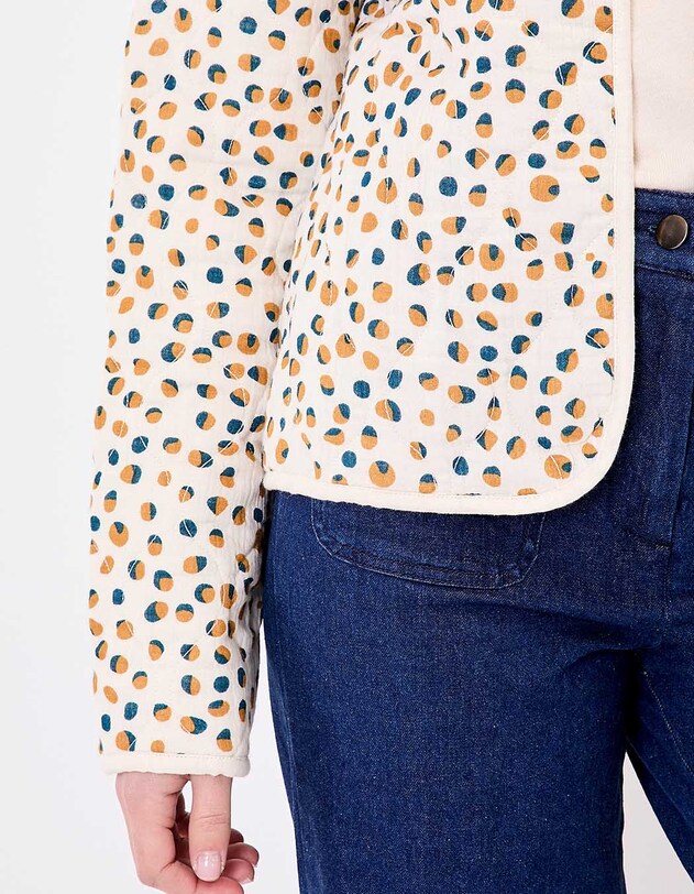 Veste matelass&eacute;e r&eacute;versible gaze de coton bio imprim&eacute; La Fianc&eacute;e