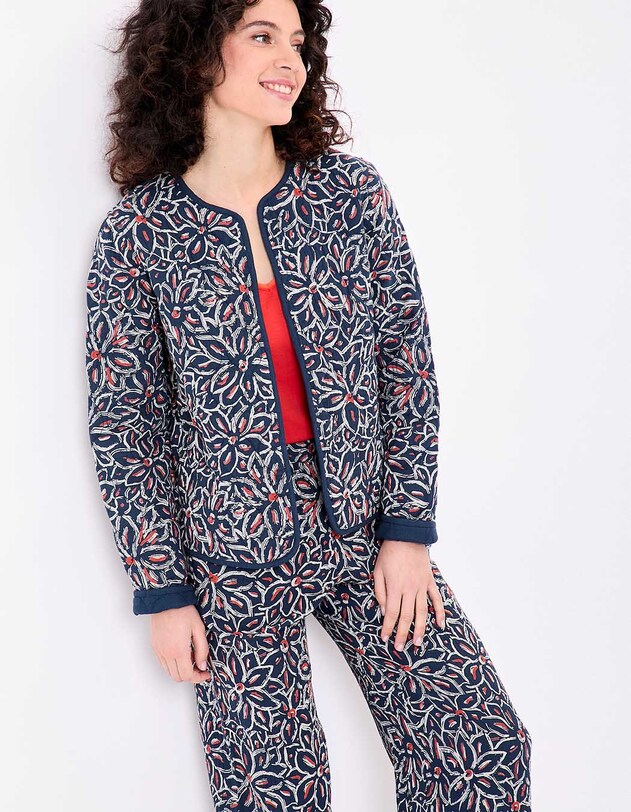 Veste matelass&eacute;e r&eacute;versible gaze de coton bio imprim&eacute; La Fianc&eacute;e