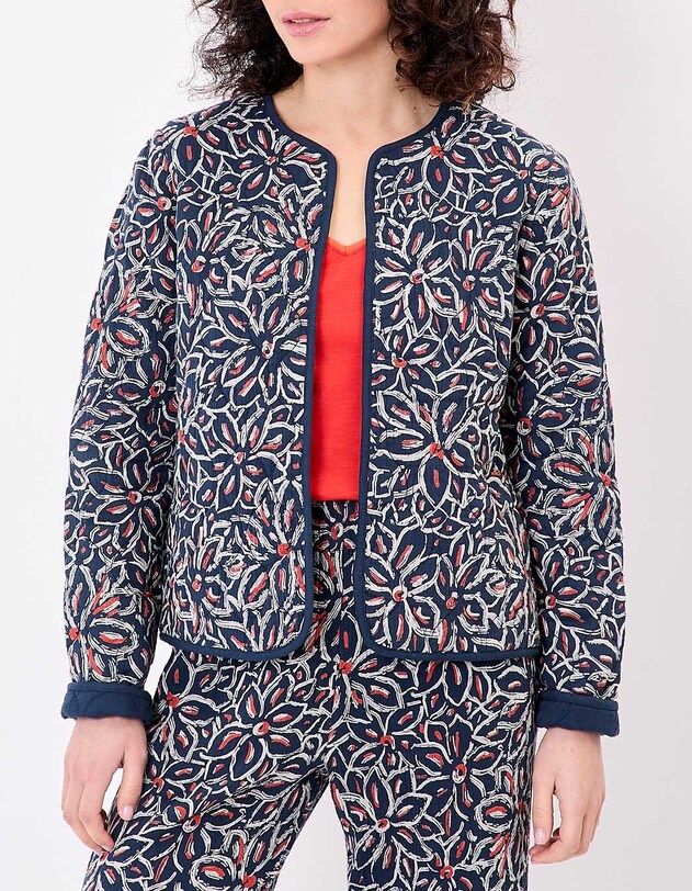 Veste matelass&eacute;e r&eacute;versible gaze de coton bio imprim&eacute; La Fianc&eacute;e
