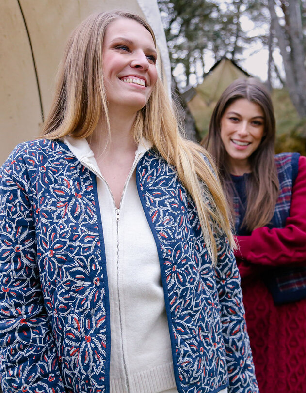 Veste matelass&eacute;e r&eacute;versible gaze de coton bio imprim&eacute; La Fianc&eacute;e