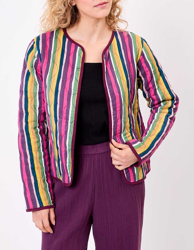 Veste matelass&eacute;e r&eacute;versible gaze de coton bio imprim&eacute; La Fianc&eacute;e