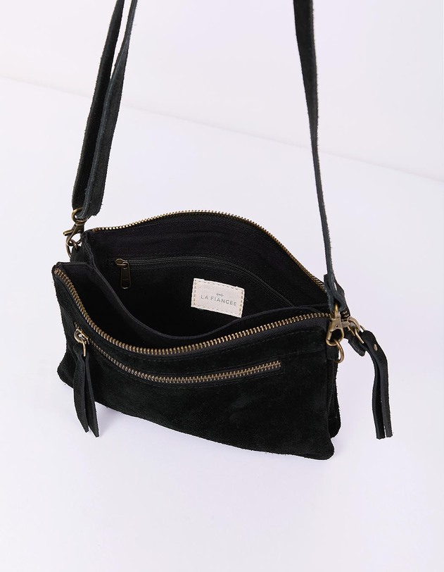Sac bandouli&egrave;re en cuir avec double pochette imprim&eacute; La Fianc&eacute;e