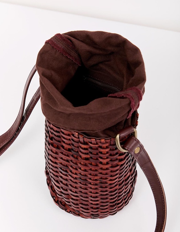 Sac seau en cuir tress&eacute; imprim&eacute; La Fianc&eacute;e