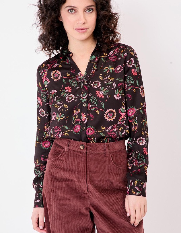 Chemise droite satin&eacute;e imprim&eacute; La Fianc&eacute;e
