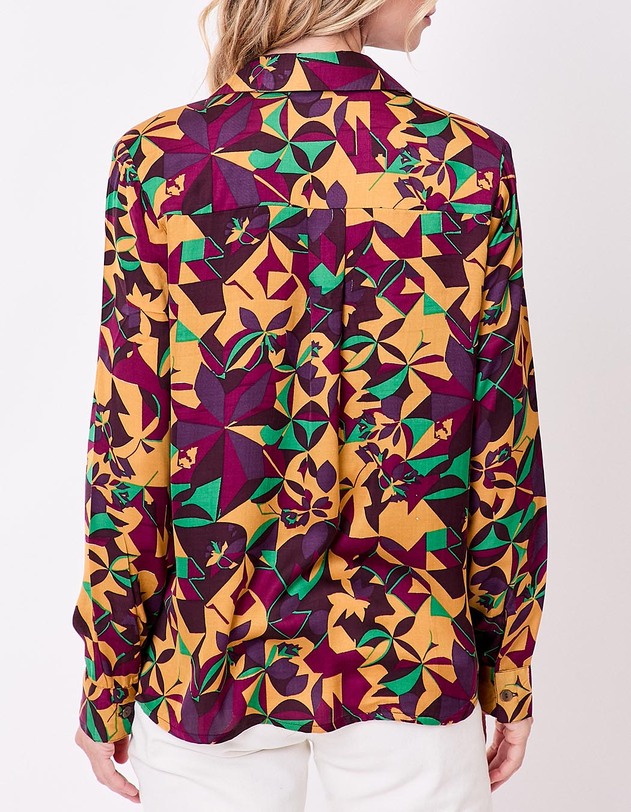 Chemise droite satin&eacute;e imprim&eacute; La Fianc&eacute;e