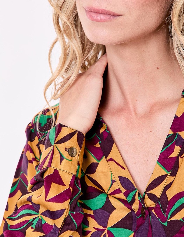 Chemise droite satin&eacute;e imprim&eacute; La Fianc&eacute;e