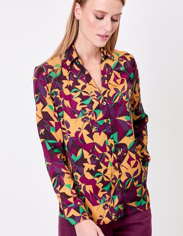 Chemise droite satin&eacute;e imprim&eacute; La Fianc&eacute;e